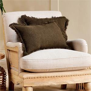 Nkuku Feo Linen Cushion Cover Charcoal Square